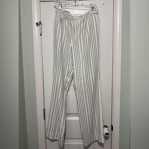 Frame Denim Cream and Navy Striped Trousers